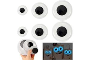 PETKNOWS 6 Pcs Giant Glow in The Dark Googly Wiggle Eyes, Self Adhesive Luminous Sparkle Googly Eyes for Craft Wiggle Eye Stickers Large Sticky Eyes Handicrafts DIY Making 2 Inches 3 Inches 4 Inches