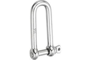 PATIKIL Screw Pin Shackle 12mm 1/2" 2646lb, 316 Stainless Steel Forged Long D Shackle Marine Grade for Chains Wire Rope Outdo