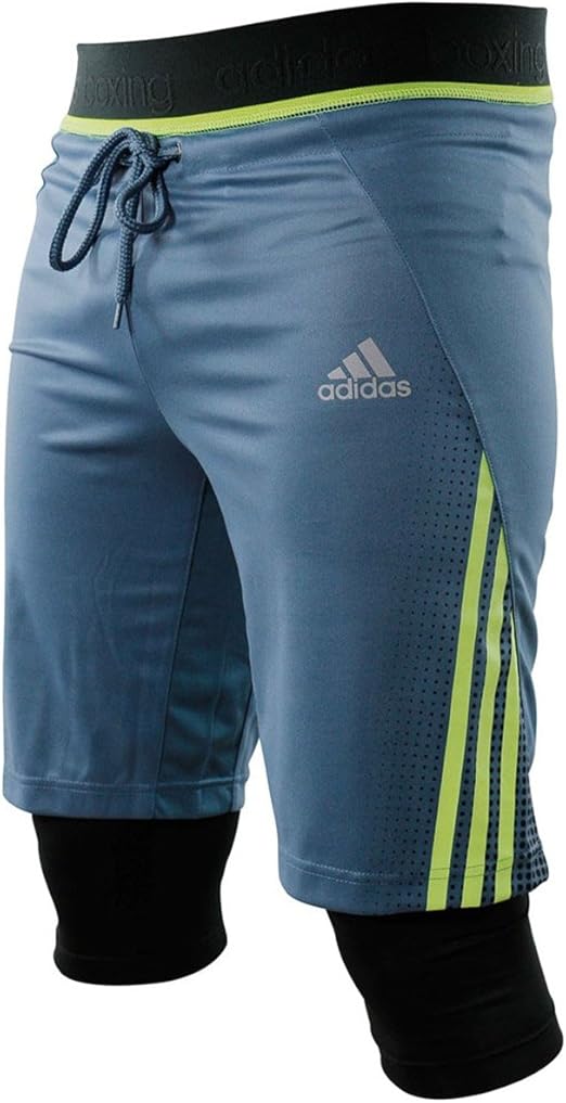 adidas Tech 2 in 1 Mens Boxing Shorts Grey MMA Combat Training Gym