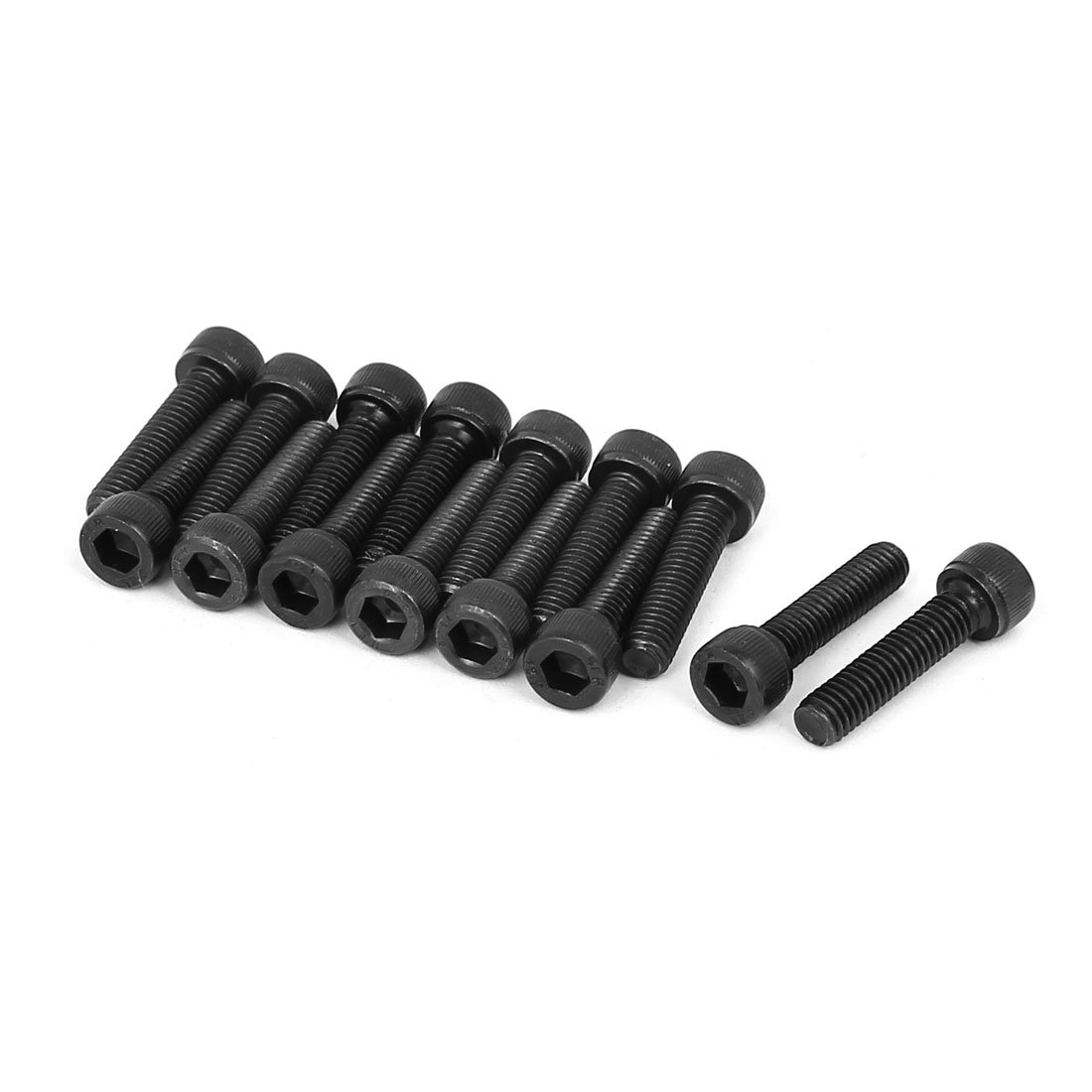 Sourcingmap M6 x 25mm 12.9 Alloy Steel Bolt Cap Point Hex Socket Head Screws Black 15PCS