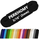 PerkHomy Cotton Rope 3/16" (5mm) 100 ft Multi Purpose Utility Diamond Braided Cord, Natural Cotton for Clothes Line Camping Crafting Flag Pole, Black