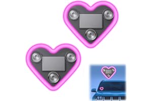 LYERCW Car LED Ambient Light - Solar-Powered Heart-Shaped LED Neon Light, IP65 Waterproof Car Decor, Switchable Modes, Romantic Cars, Romantic Ambient Lighting for Couples (Pink 2pcs)