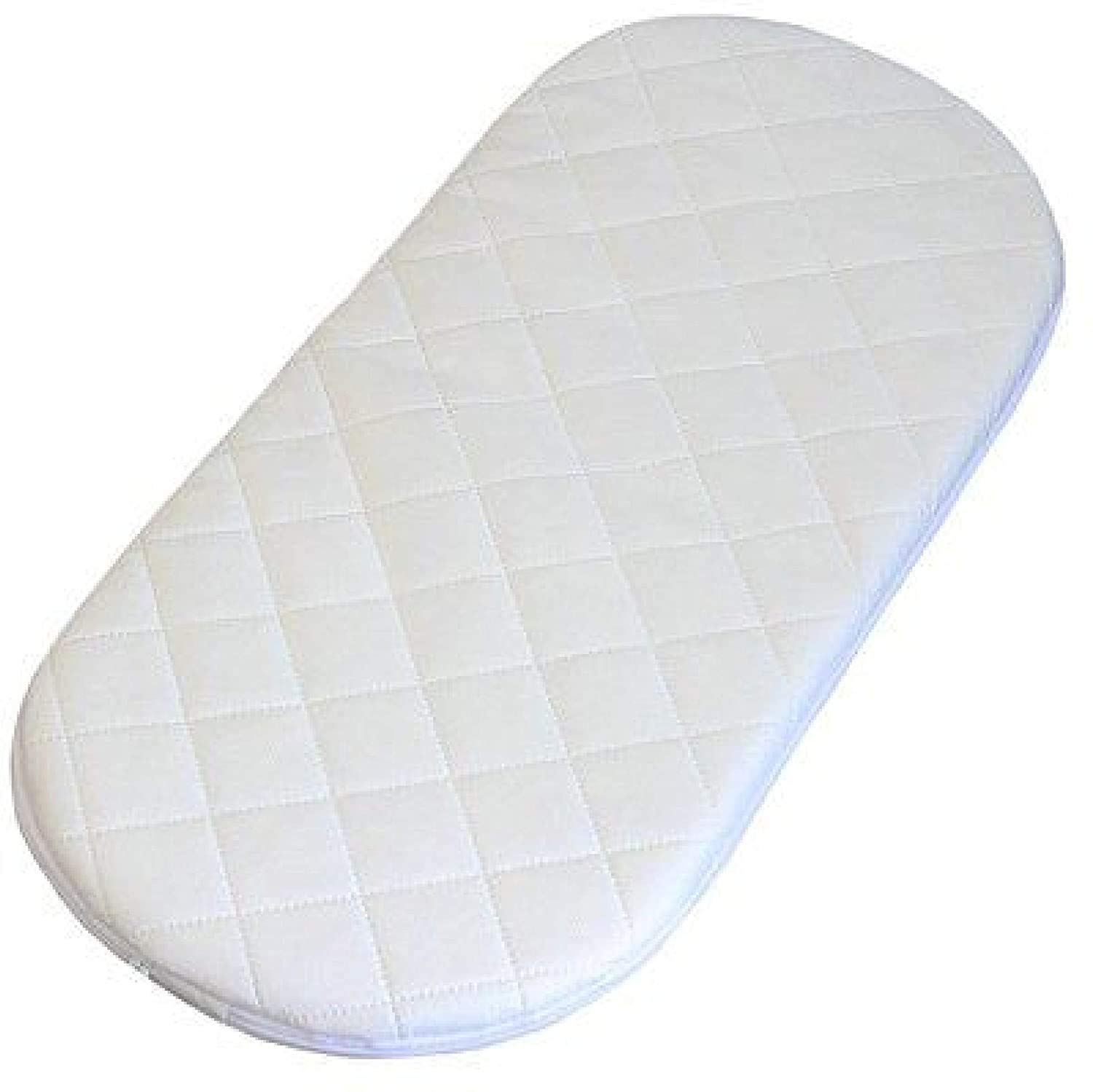Moses Basket Memory Foam Mattress - Mothercare Baby Mattress | Pram Moses Basket Crib | Microfiber Fits | Pram Oval Shaped Bassinet Baskets with Quilted Washable Covers (75 x 28 x 4 cm)