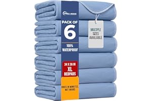 Simpli-Magic Washable Underpads, 34"x36" (Pack of 6) - Heavy Absorbency Reusable Bedwetting Incontinence Pads for Kids,Adults,Elderly,and Pets - Waterproof Protective Pad for Bed,Couch,Sofa,Floor