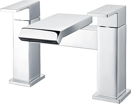 Funime Square Bath Taps Waterfall Bathroom Tub Taps Chrome Brass Dual Lever Amazon Co Uk Diy Tools