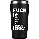 MASGALACC Fuck Coffee Tumbler, Funny Sarcastic Inappropriate Insulated Mug, Christmas Birthday Gifts for Men Women Friends Coworker Employee, 20 Oz Stainless Steel Drinking Cup
