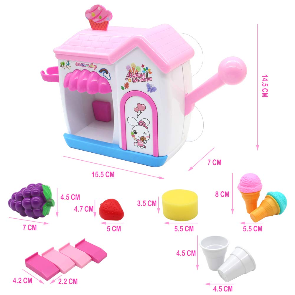 Akokie Bath Toys, Toy Ice Cream Maker Bubble Foam Play Machine Bathtub Toys 11 Pcs Pretend Play for Children 18 M+
