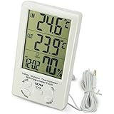 LingsFire Digital LCD Indoor/Outdoor Thermometer Humidity Hygrometer With Min/ Max Value And Clock (TA298)