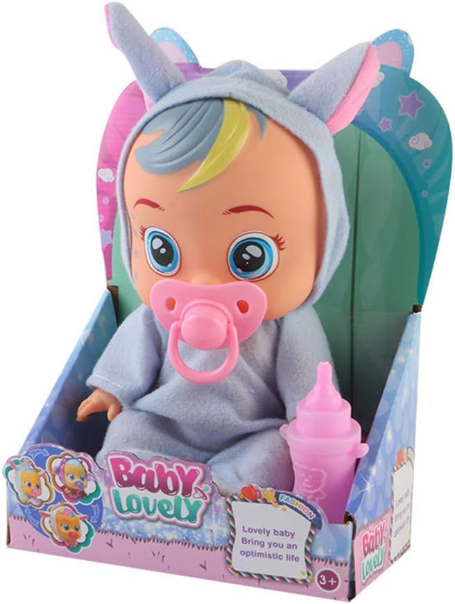 Zengyuan 3D simulation baby crying doll Cute doll Children doll (8 inches)