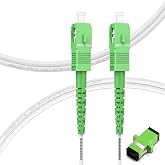 FLYPROFiber- OS2 SC/APC to SC/APC Fiber, 1M/3ft Armored Fiber Optic Internet Cable Single Mode Patch Cable Length Option: 1m-30m, Simplex, 9/125um OS1/OS2 Compatible White LSZH OD-3.0mm