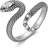 LONAGO 925 Sterling Silver Snake Ring for Women Adjustable Open Rattlesnake Ring Real Silver Jewelry Gifts