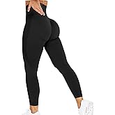 QOQ Women's Seamless Leggings High Waist Gym Running Vital Yoga Pants Butt Lift Workout Tights Tummy Control