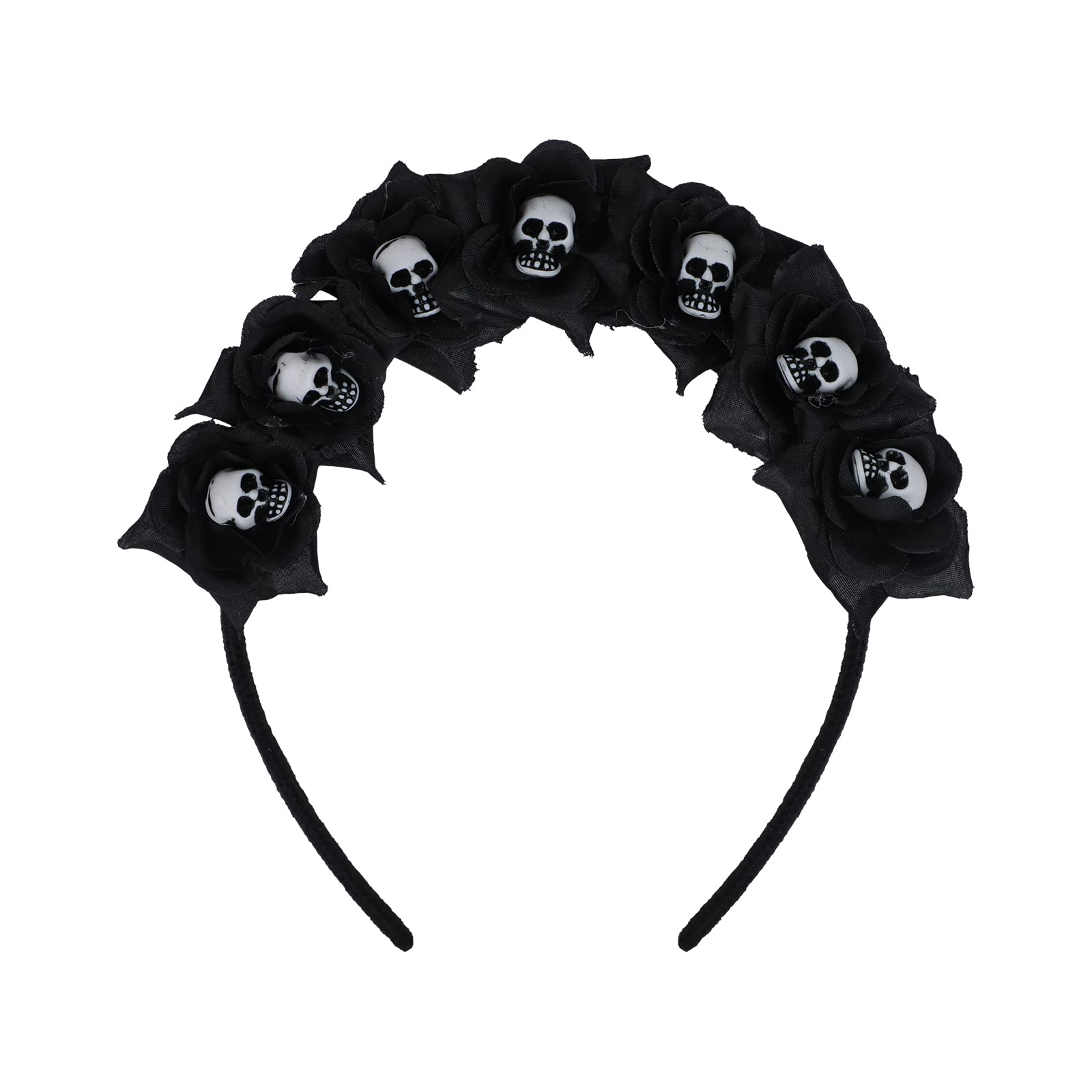 2 Pieces Halloween Crown Headband Gothic Skull Headband Black Devil Head Pieces Floral Decorations Headwear Fancy Dress Cosplay Headdress Party Supplies