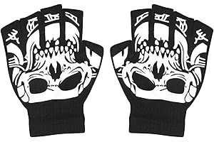 Skeleton Cycling Gloves, Halloween Half Finger Skull Mittens Glow In The Dark, Halloween Skeleton Mittens for Running,