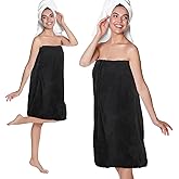 Tigeen 2 Pcs Towel Wrap for Women Lightweight Spa Robe with Adjustable Closure Elastic Top Soft Bathrobe Spa Wrap