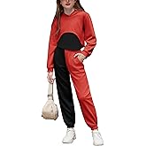 Arshiner 3 Piece Girls Jogger Set Sweatsuits Crop Sweatshirt Hoodie Adjustable Cami Top and Sweatpants