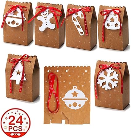 Decorazioni Natalizie Per Pacchi Regalo.Kingsley 24pz Confezioni Regalo Natale Kraft Sacchetti Decorativi Bomboniere Natalizie Scatole Di Carta Caramelle Forniture Per Decorazioni Natalizie 6 Stili 4 53 X 2 95 X 7 28 Amazon It Cancelleria E Prodotti Per Ufficio