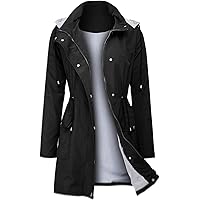 Arthas Women Light Rain Jacket Waterproof Active Outdoor Trench Raincoat with Hood Lightweight Plus Size for Girls