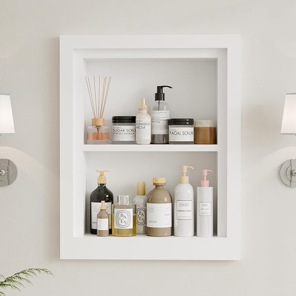 SOLID WOOD 14 X 18 RECESSED MEDICINE CABINET,2-TIER,...