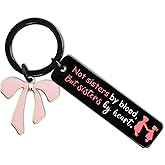 Gifts for Best Friend Sister Christmas Gifts Special Friendship Gift for Women Graduation Birthday Thank You Gift for Women - Not Sisters by blood But sisters by heart Bow Friendship Keychain Jewels