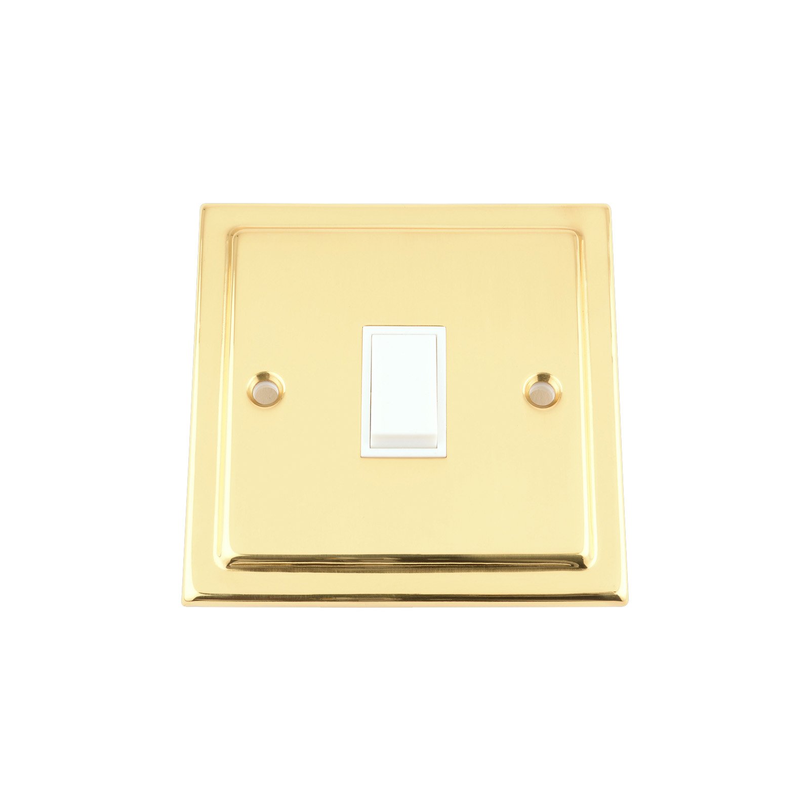 Light Switch 1 Gang - Victorian Polished Brass - White Insert Plastic Switch - 10 Amp Single 1 Gang 2 Way