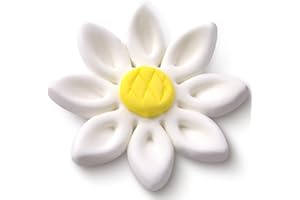 Edible Daisy Cake Decorations, 18 Count White and Yellow Sugar Flowers, Unwired 1 Inch, Daisy Cupcake Toppers, Edible Flowers Cake Decorations by Chef Alan Tetreault, Global Sugar Art