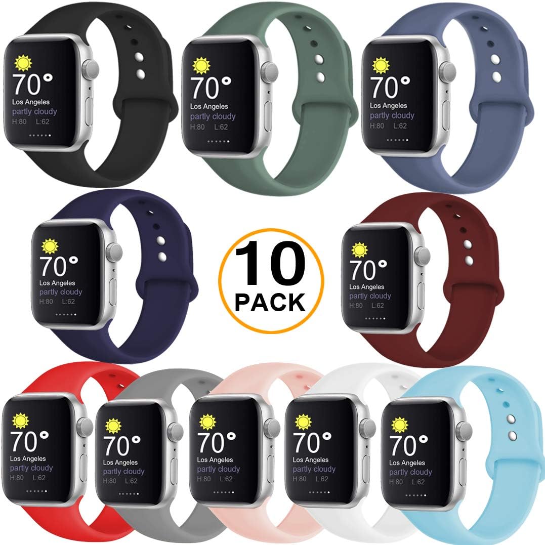 DOBSTFY Band Compatible with Watch 38mm 42mm 40mm 44mm Bands, Waterproof Durable Silicone Replacement Wristband Strap Women Men for Watch Series 5/4/3/2/1, Small Large
