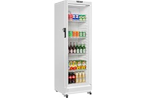 BEYOU Beverage Refrigerator, 8.5 cu. Ft Commercial Refrigerator Merchandiser with single Glass Door, Display Fridge for Living Room, Bar, Garage（White）