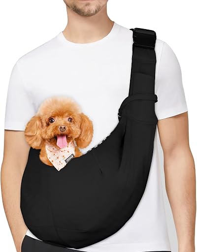 PETLOFT Puppy Sling Carrier for Small Pets up to 4.99 kg Black