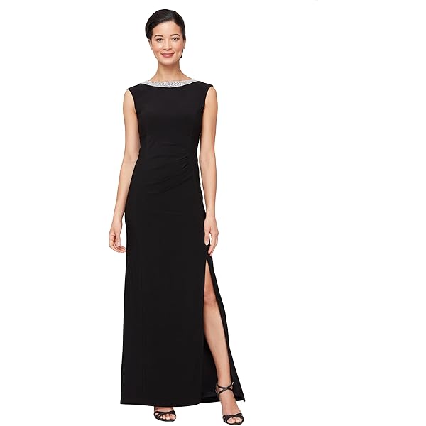 Amazon.com: Alex Evenings Women's Long Shift Dress with Illusion Neckline  (Petite and Regular Sizes), Navy Scallop, 6 : Clothing, Shoes & Jewelry