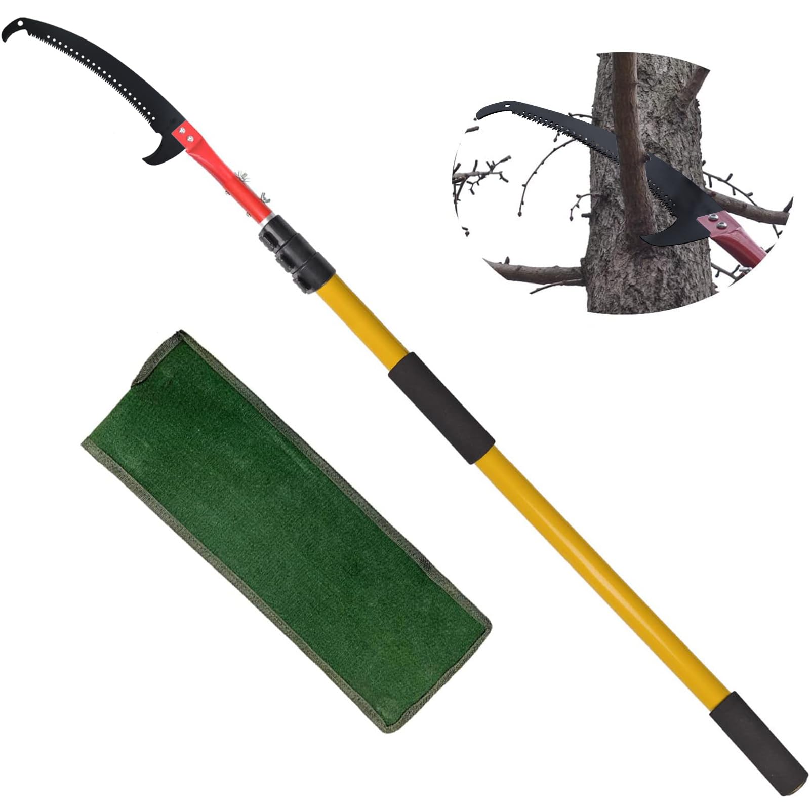SUNORCHID Telescopic Tree Pruner - 14 Foot Pole Saw, Extendable Long Reach Tree Pruning Saw for Pruning and Trimming Branches and Leaves