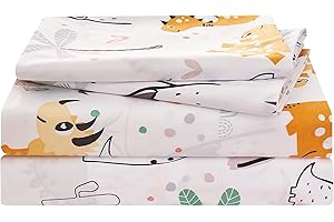 Yibeizi Dinosaur Full Size Sheet Set for Boys, Kids Cute Bedsheet Dino Microfiber Deep Pocket Bedding Sheets & Pillowcases 4 Pieces