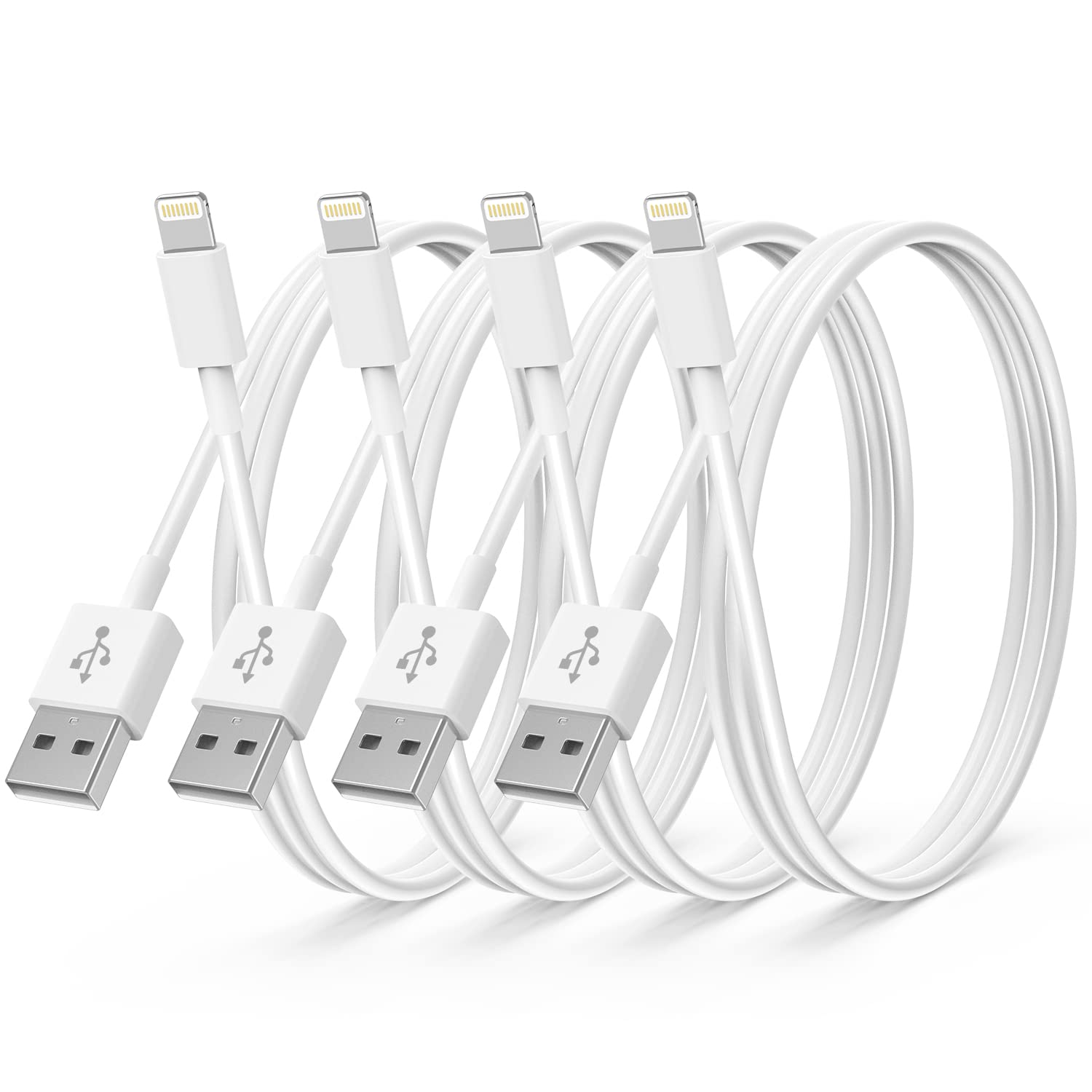 CyvenSmart 4Pack Apple MFi Certified iPhone Charger 2M,iPhone Lightning to USB A Cable 2 Meters,Fast Charging Lead for 12 SE 2020 11 Xs Max XR X 8 Plus 7 6 5s iPad Pro, White — image 1