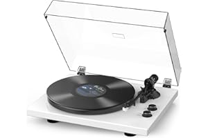 RETROLIFE Turntables Record Player Wireless Output Connectivity Vinyl Player Iron Plate Belt-Drive Turn Tables Support 33&45 RPM Speed Phono Line Output USB Digital to PC Recording ATN3600L MM Cartridge White