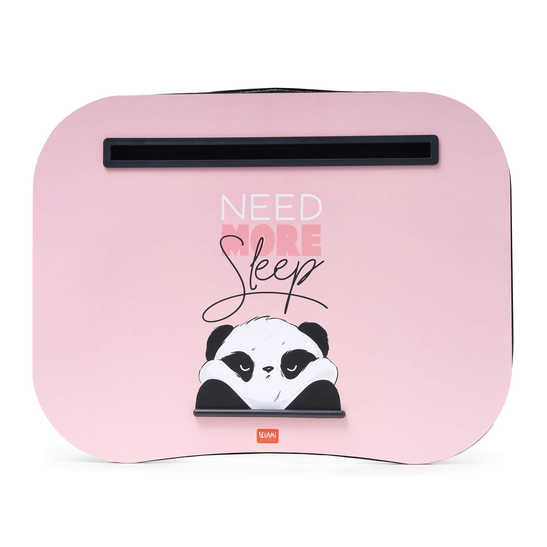 Legami - Laptop Tray, 44 x 33.5 cm, Laptop Tray, Tablet Holder, Panda Theme, Soft Cushion with Padding, Side Handle