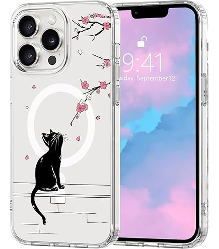 For IPhone 15 Pro Case With Magnetic Function, Clear Floral Case With Flower Branch Pattern For Girls Women Slim Fit Cute Hard Back Shockproof Phone Case For IPhone 15 Pro, Blue Flower