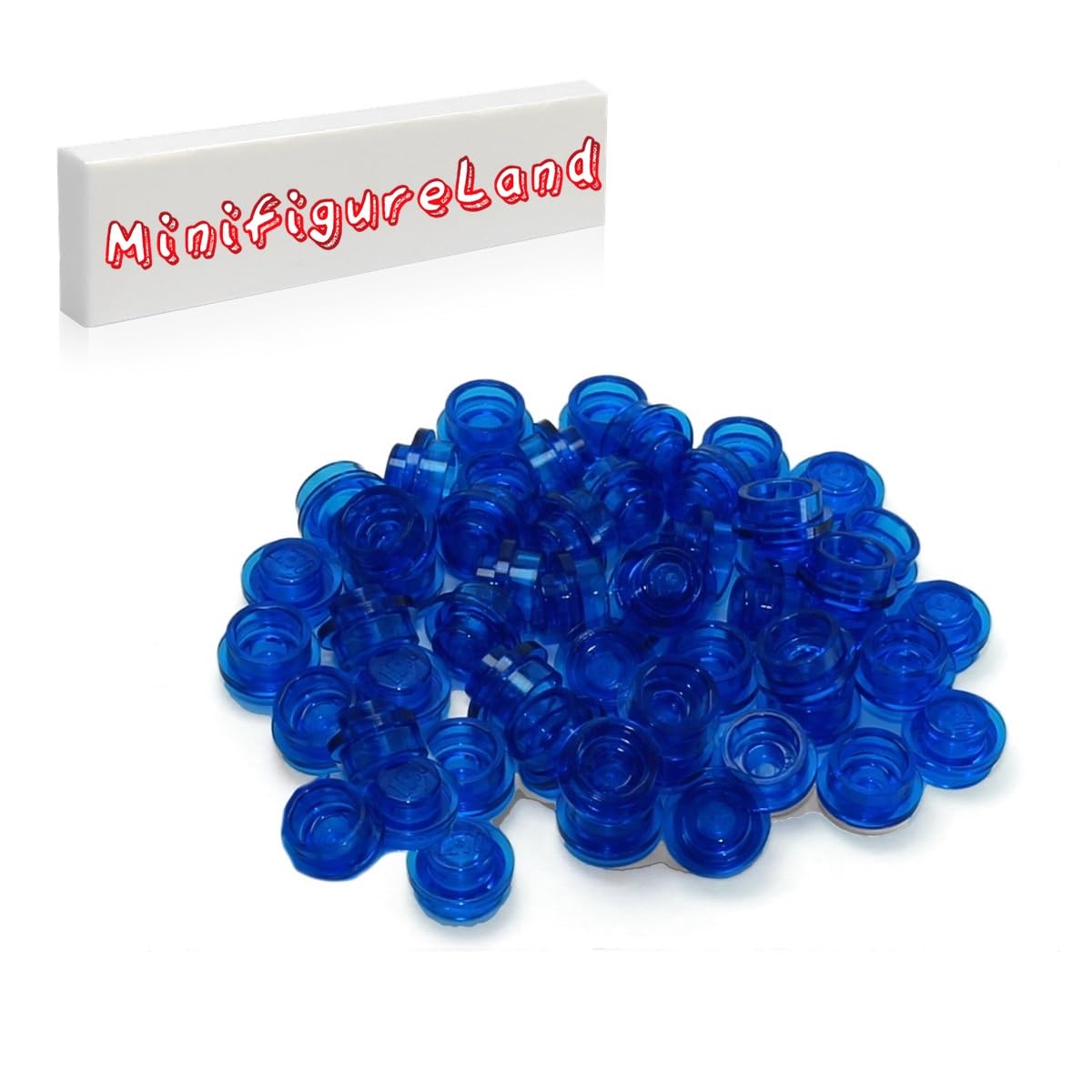 LEGO Parts and Accessories - Transparent Dark Blue Round 1 X 1 Plates (100 Pieces)
