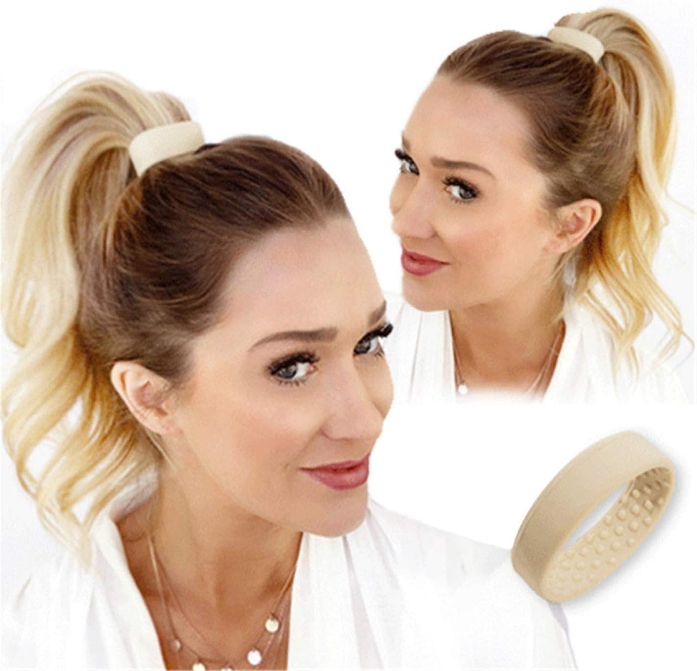 WFAL Useful Silicone Foldable Stationary Elastic Hair Bands For Women Ponytail Holder Simple Multifunction Hair Tie Accessories(None one size WT)