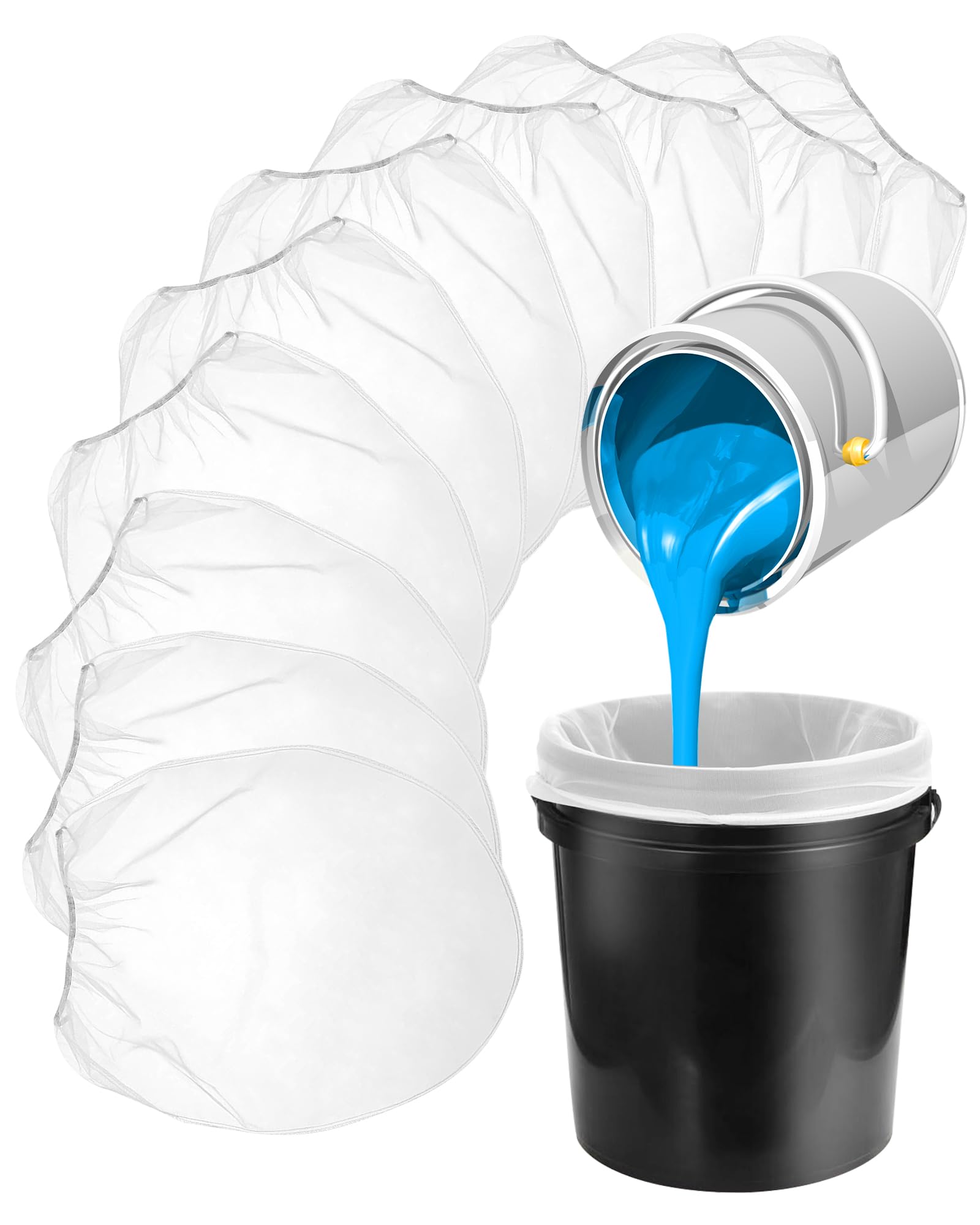 Photo 1 of 10 PCS Paint Strainer Bags, 5 Gallon White Fine Filter Bag, Disposable Paint Bucket Strainer with Elastic Top Opening, Nylon Mesh Filter for Hydroponics, Painting & Gardening