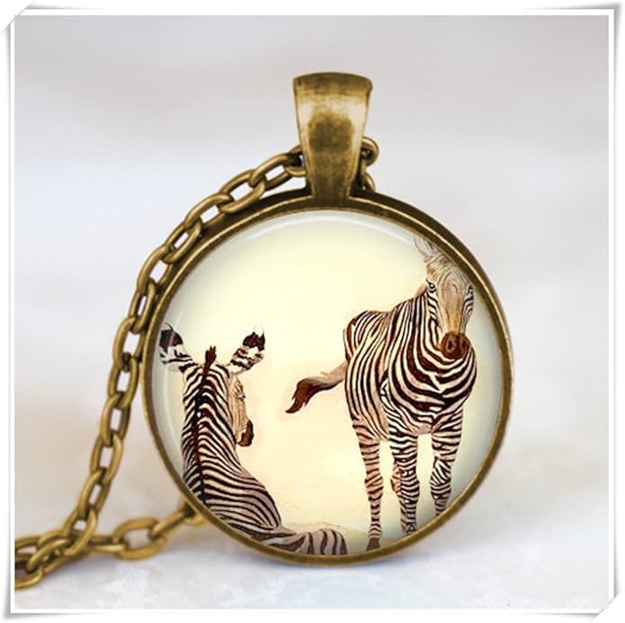 Zebra necklace，Jewelry，pendant, zoo animal necklace, jungle