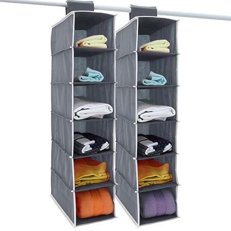 Amazon.de: 2x Hängeaufbewahrung Kleiderschrank Hängeregal 6 Fächer I