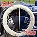 Zone Tech Luxurious Non-slip Car Decoration Steering Wheel Plush Cover – White Authentic Sheepskin Thermal Steering Wheel Cover