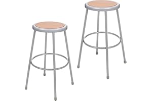 (2 Pack) OEF Furnishings Grey Shop Stool, 30", No Assembly Required