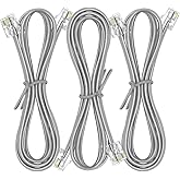 NECABLES 3Pack Phone Cord 6ft Telephone Cord Phone Line Cord RJ11 6P4C Male to Male for Landline Phone and Fax - 6 Feet