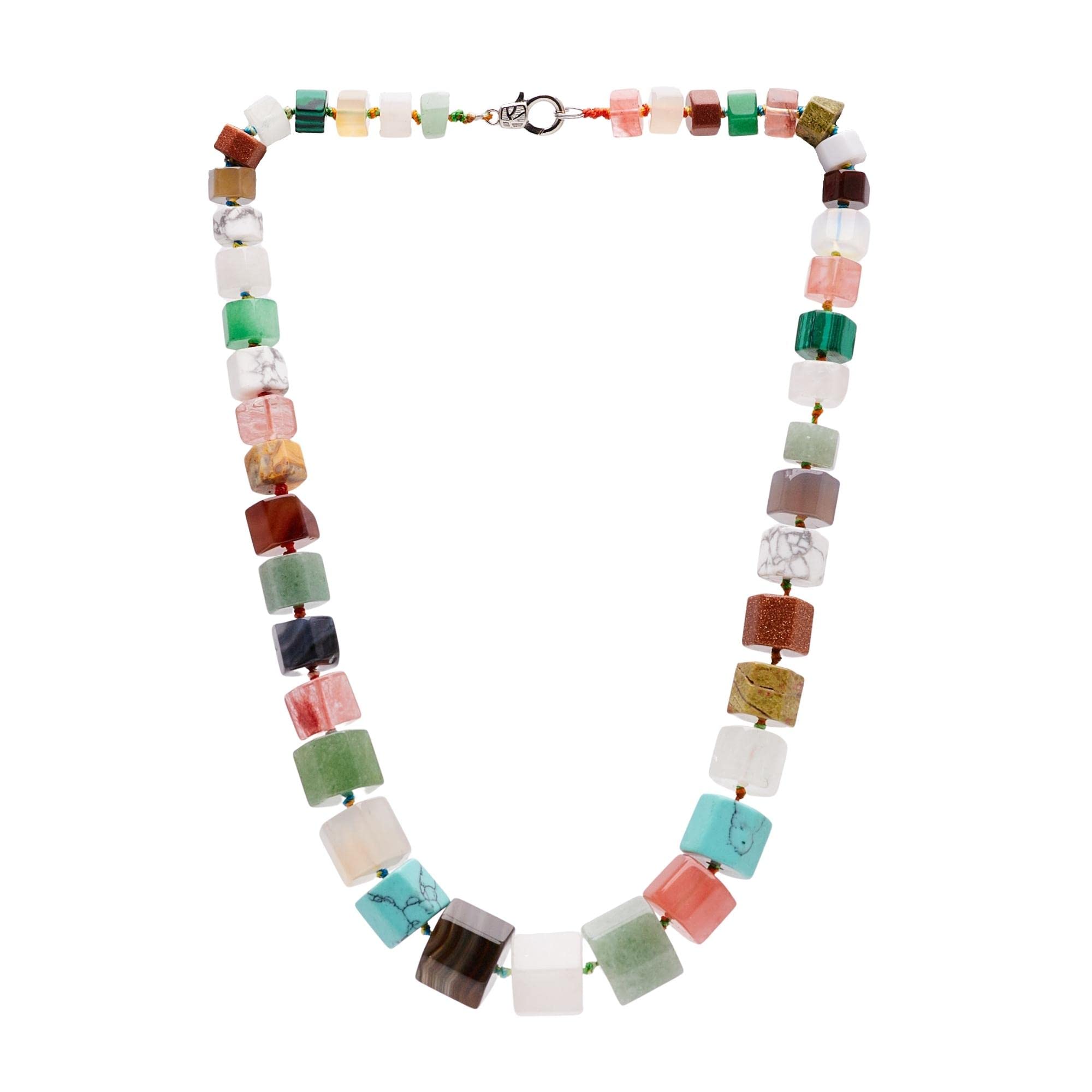 Treasure Bay Stunning Agate Gemstone Chunky Necklace for Women and Girls