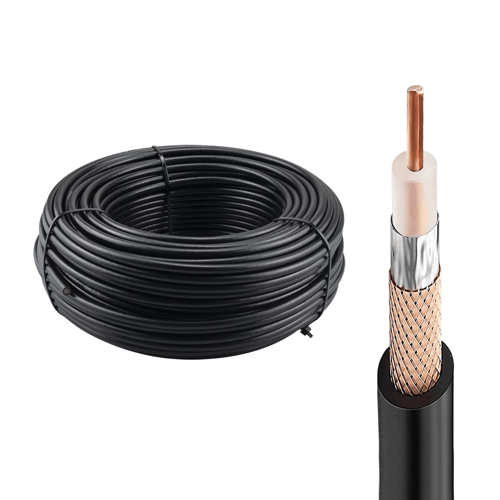 urcianow RG58 Coaxial Cable 50M Low Loss 50Ohms RF Coax Cable, Antenna Extension for SMA/BNC/TNC Connectors, WiFi Router Signal Booster Amplifier
