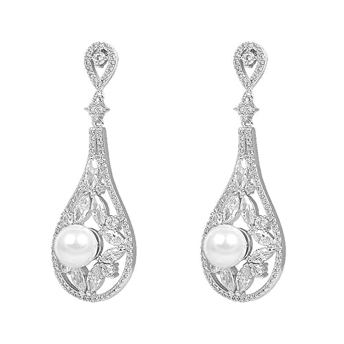 Silver Colour Brass and Rhodium-Plated Glam Earring for Women