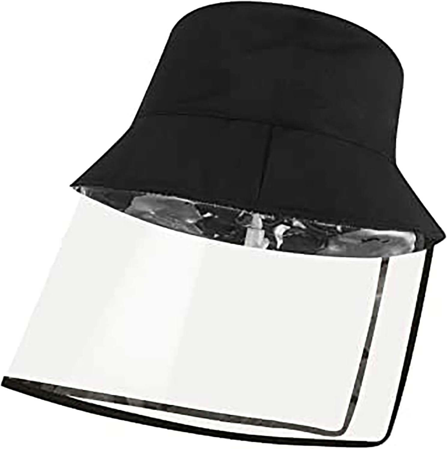 Kids Anti Spitting, Splash Protective Facial Fisherman Hat Safety Cover with Clear Facial Mask Windproof Dust Proof Anti-UV Fog Cap for 3-10 Years Old Children Black