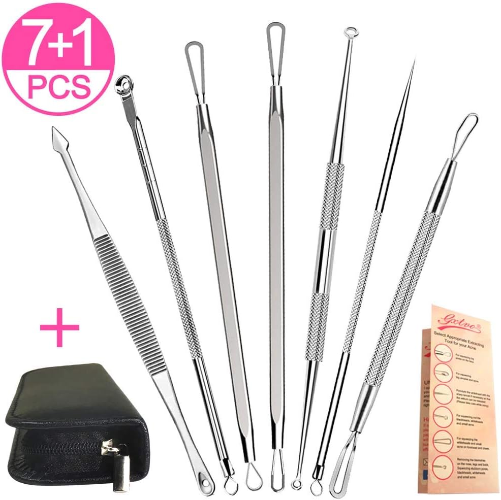 7PCS Pimple Popper Tool, Blackhead Remover Comedone Extractor Kit