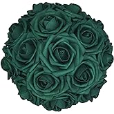 25pcs Artificial Flowers,Real Touch Artificial Foam Roses Decoration DIY for Wedding Bridesmaid Bridal Bouquet Centerpieces Party (25, Army Green)